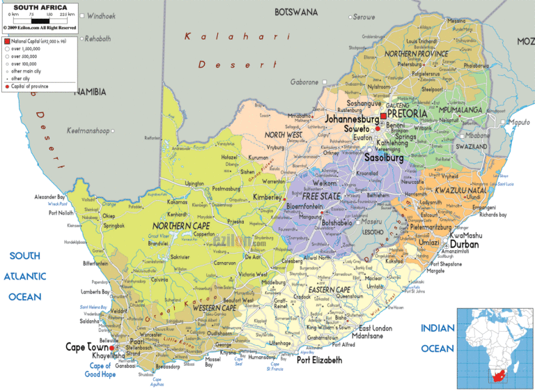 Bản đồ hành chính Nam Phi khổ lớn