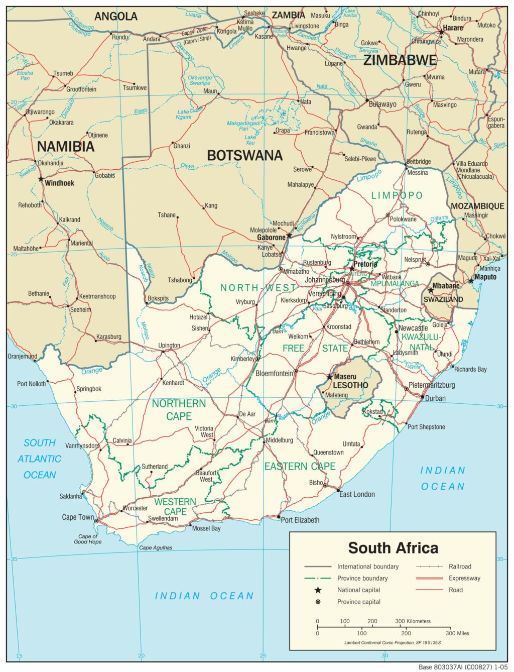 Bản đồ giao thông Nam Phi