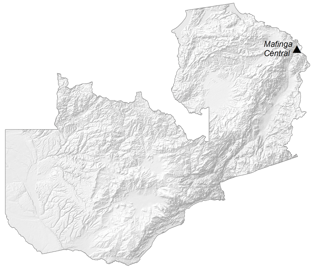 Bản đồ độ cao Zambia