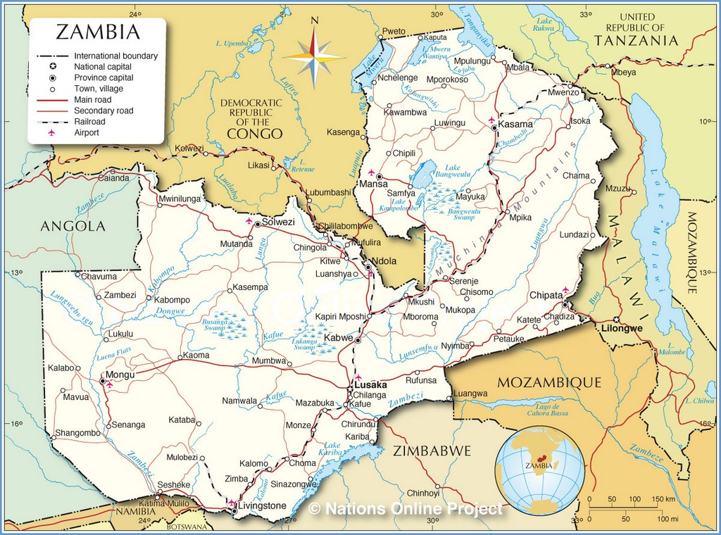 Bản đồ hành chính của Zambia