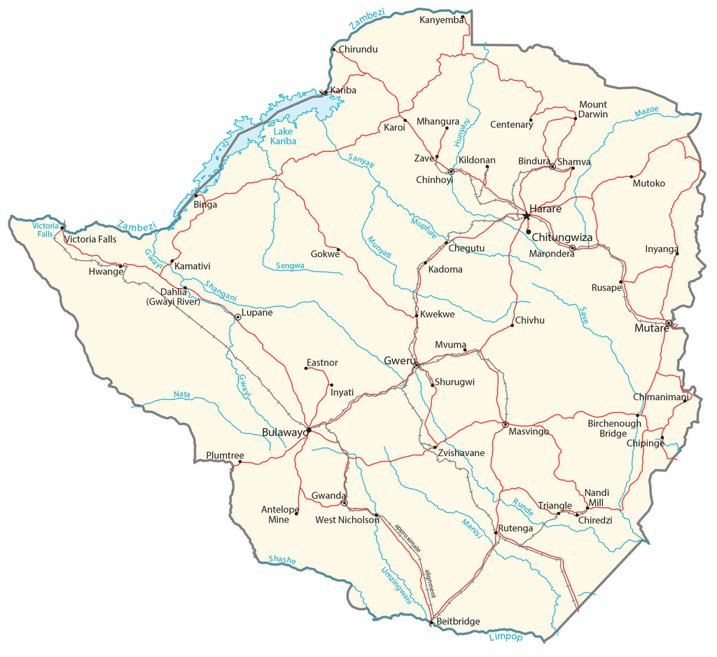 Bản đồ Zimbabwe