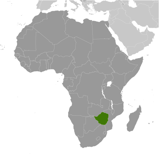 Bản đồ vị trí của Zimbabwe