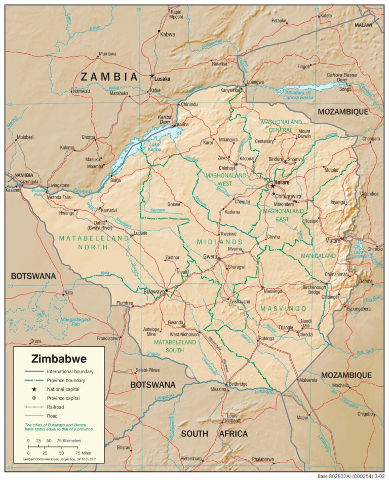 Bản đồ địa lý Zimbabwe