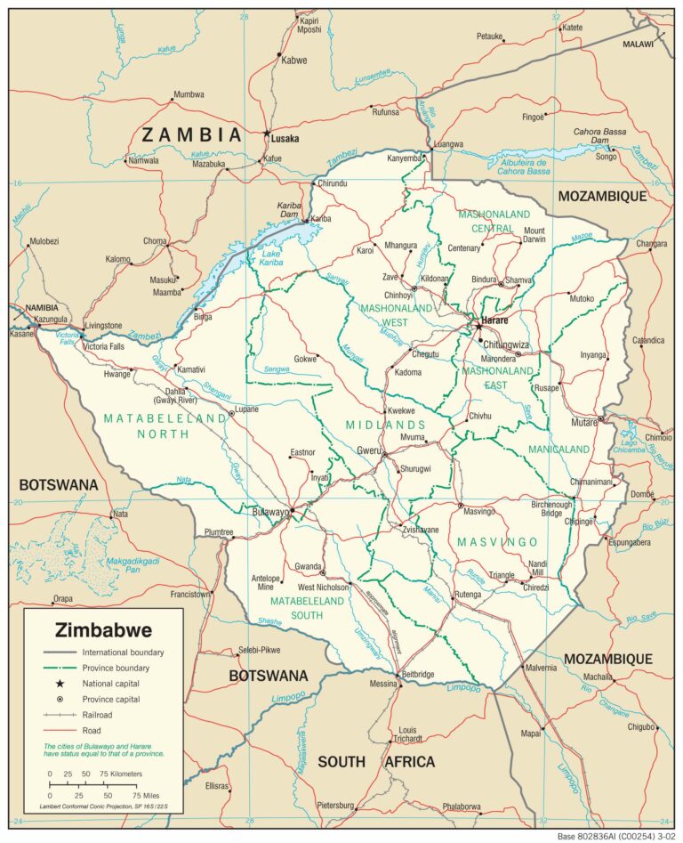 Bản đồ giao thông Zimbabwe