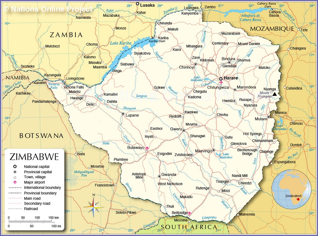 Bản đồ hành chính của Zimbabwe