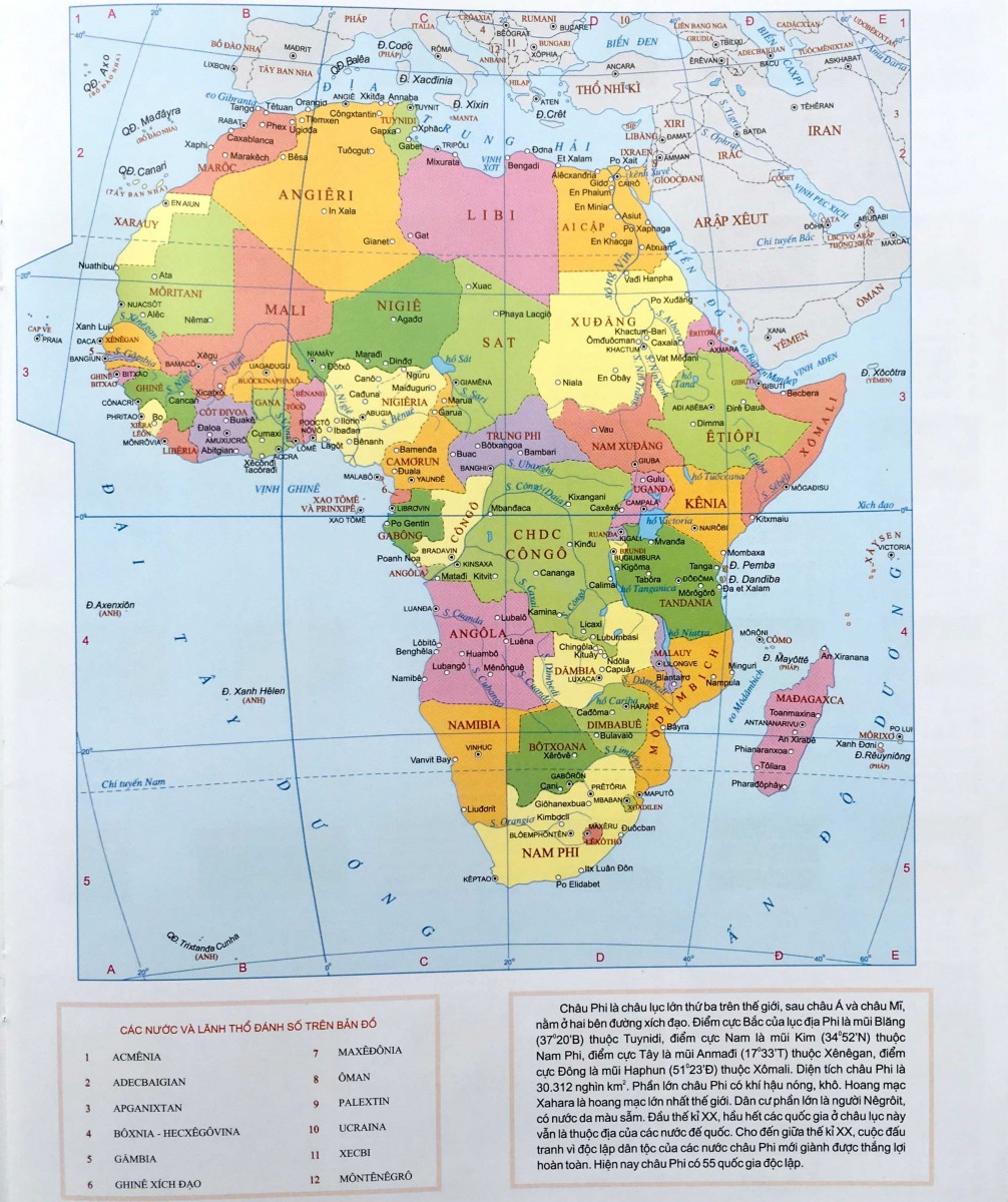 Bản đồ châu Phi bằng tiếng Việt