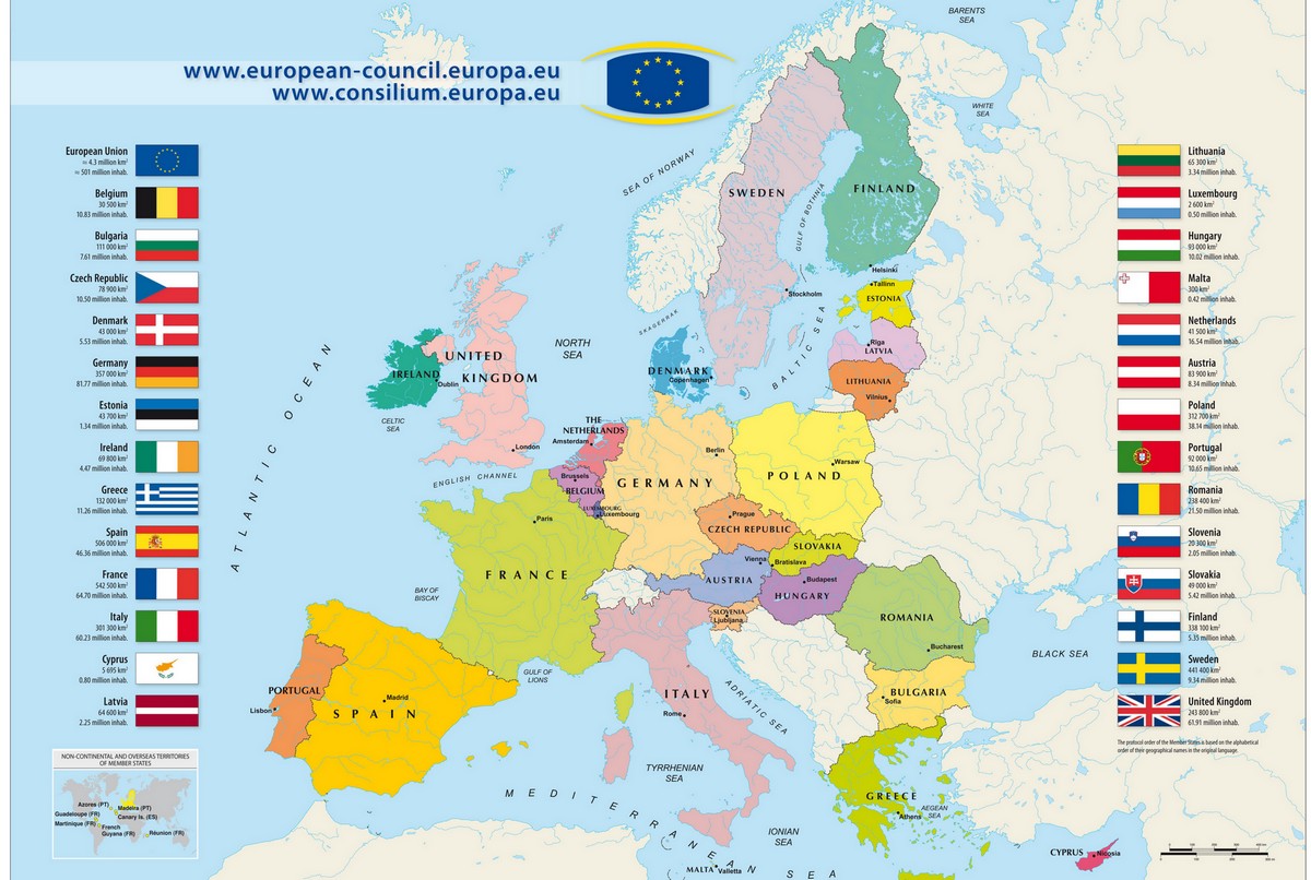 Bản đồ các nước Liên minh châu Âu EU