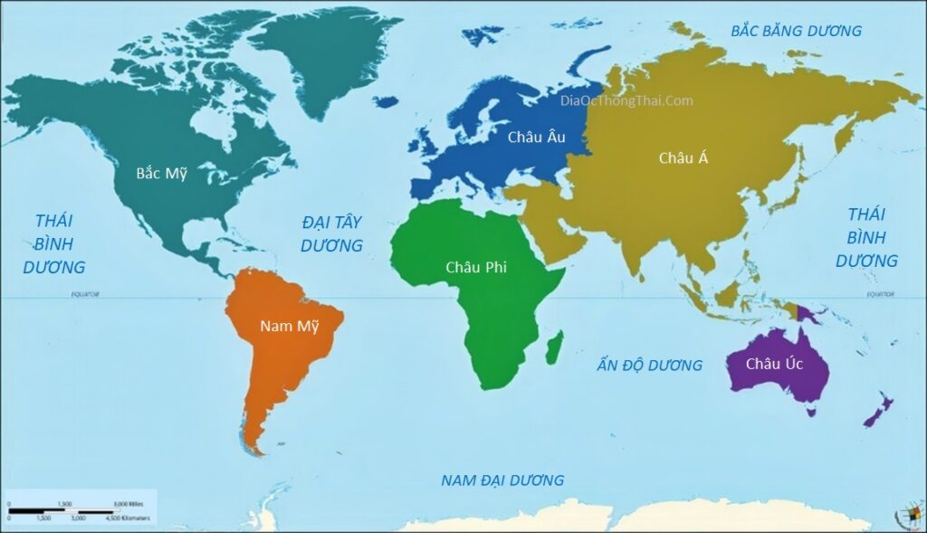 Bản đồ thế giới - Bản đò các châu lục - đại dương